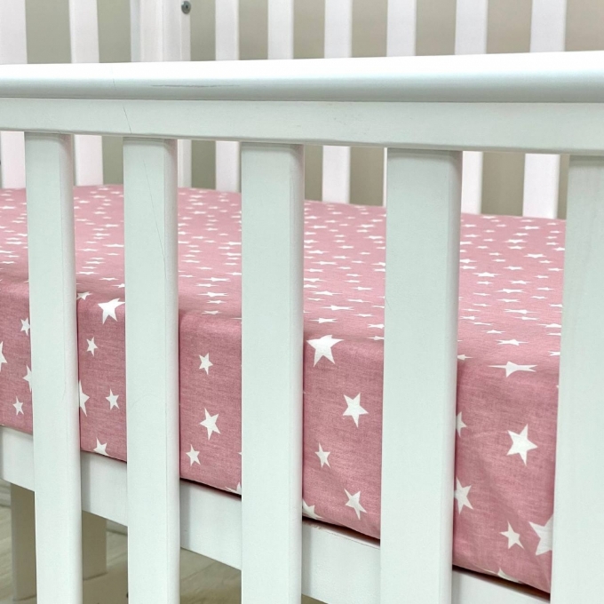 Husa saltea patuț bebe copii din bumbac 120 x 60 cm, Stelute albe (2)